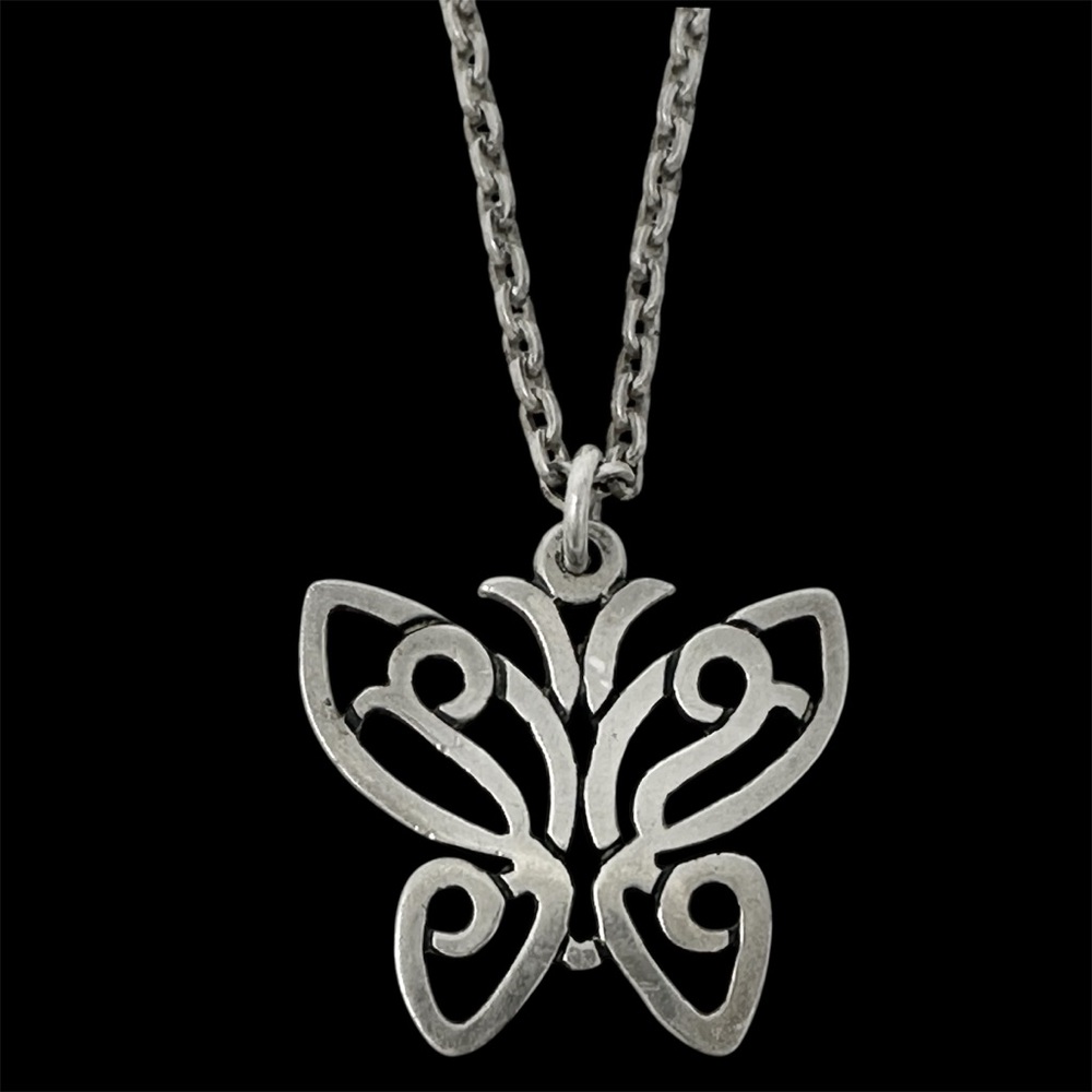 James Avery Sterling Silver Lace Wing Butterfly Charm Pendant Gold Filled Chain